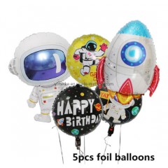 Baby Birthday Astronaut Theme Party Decorated with Cartoon Astronaut Rocket Spacecraft Aluminum Foil图1