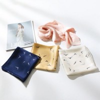 70*70cm Girls Silk Feeling Square Bandana Hair Neck Scarf Geometric Printing Hotel Waiter Flight Att