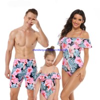 Cowinner Matching Family Swimsuit Mommy Daughter Swimwear Set Dad Boys Beach Shorts Family Beach One