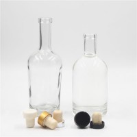 Super Flint Cylinder Round Glass Liquor Packaging with Cork Cap 500ml/750ml/1000 Ml Glass Vodka/Rum 