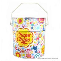 5L Hot Sale Colorful Candy and Lollipop Metal Tin Bucket with Handle