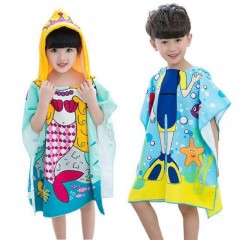 Stock Promotion Fashion 100% Polyester Microfiber Cleaning Poncho and Hooded Printed Baby Gift Terry图1