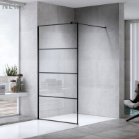 2020 Wholesale New Design Black Walk in Wet Room Tempered Glass Shower Screen (L5506)