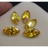 6*12mm Large Stock Synthetic Marquise Cut Dark Yellow CZ Stones for CZ Seting Jewelry