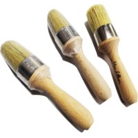 Steel Ferrule Natural Hog Hair Chalk Paint Brush with Wooden Handle