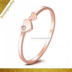 Fashion Silver Jewelry New Design No Stone Heart Bracelet Bangle with 14K Rose Gold Plated图1