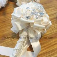 Cream Satin Wedding Flowers Decoration Rhinestone Bridal Bouquets