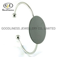 Simple Rhodium Plated Plain 925 Sterling Silver Disc Cuffs From Guangzhou Jewelry Manufacturer (G413