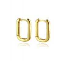 Minimal Jewelry 925 Silver Plain Gold Large Square Hoop Earrings Statement