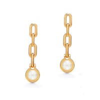 High Quality European&American Style Stainless Steel Earrings with Big Pearl