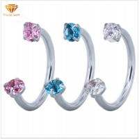 Body Piercing Surgical Stainless Steel Jewelry Eyebrow Nails Hot Sale Double Head Zircon U-Shaped Ey