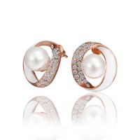 Zinc Alloy Pearl Fashion Women Earrings Imitation Pearl Women Jewelry Rose Gold Plated