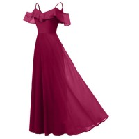 L51499 Women's Long Flowy Bridesmaid Chiffon Dress