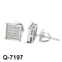 2016 New Arrival Charming Micro Pave Silver Jewelry Ear Studs (Q-7197)