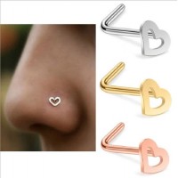 Fashionable Designed Body Jewelry Heart L Shape Nose Piercing Ring