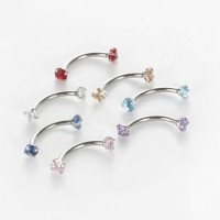 Stainless Steel Piercing Double Zircon Internal Threading Eyebrow Rings