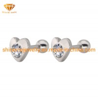 New Korean Fashion Heart-Shaped Love Titanium Steel Belt Zircon Earrings Stainless Steel Earrings Hy