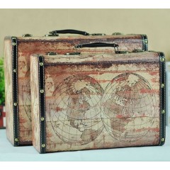 American Village Style Retro Portable Wooden Antique Trunk图1