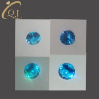 Pretty Glass Stone Aqua Blue Round Cutting Synthetic Glass Gemstone for Ring