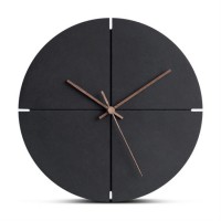 Round Creative Brief Mute MDF Wood Hanging Wall Clock with Needle