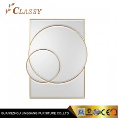 Circles Framed with Rectangle Steel Glass Mirror in Gold图1