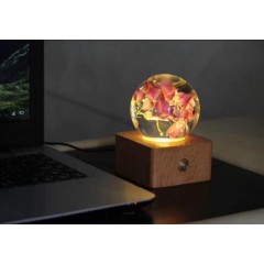 Crystal Acrylic Ball Sphere Promotional Wedding Gift Paperweight with Flowers图1