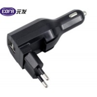 5V 2A Dual USB 2-in-1 Car Charger with EU Plug Wall Charge Fast Charging