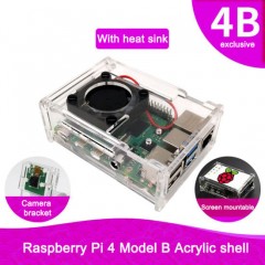 Transparent Acrylic Case with Fan for Raspberry Pi 4图1