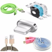 Magnetic 8pin Lightning Cable LED Retractable Flat Light Cable for Mobile Phone Accessories iPhone 8