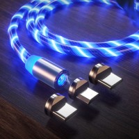 Factory Magnetic Fast Charging USB Cable Flowing Light Phone Accessories Cable USB LED Luminous Micr