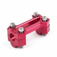 CNC Machined Aluminum Red Anodized Motorcycle Handlebar Mount Clamp Riser  Handle Bar Riser