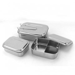 304 Stainless Steel Three-Compartment Lunch Box Food Containers and Lunchboxes Tableware图1