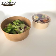 750ml 1300ml Round Take out Kraft Paper Bowl with Lid Water and Oil Resistant PLA PE Coated图1