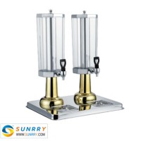 Commercial Double Glass Beverage Juice Drink Dispenser with Rack