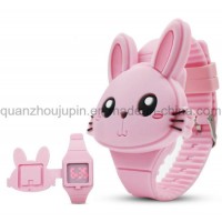 OEM FDA Cartoon Silicone LED Children Kids Flip Watch