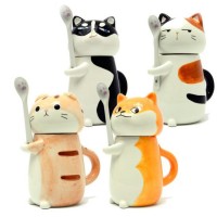 Cute Funny Animal Shaped Ceramic Coffee Mug Porcelain Cup with Lid