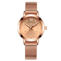 Custom Ladies' Watch Logo Japan Movement Fashion Lady Rose Gold Wrist Watch with Mesh Band