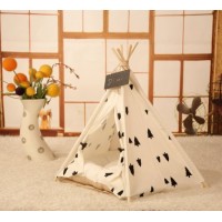 Soft Pet Tent Outdoor Wooden Teepee Durable Foldable Small Dog and Cat Tent