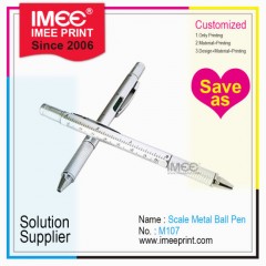 Imee Wholesale Customized Size Color Logo Print Silver Ruller Metal Ball Pen School Supplies图1