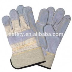 Rubber Cuff Comfortable Machinist Safety Gloves Cow Split Double Palm Cotton Back Working Gloves图1