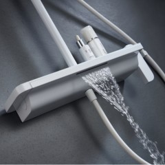 White shower head Stainless steel flat storage rain shower图3