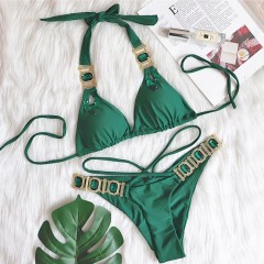 Sexy diamond Bikini solid color beachwear Padded Swimwear图1