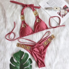 Sexy diamond Bikini solid color beachwear Padded Swimwear图3