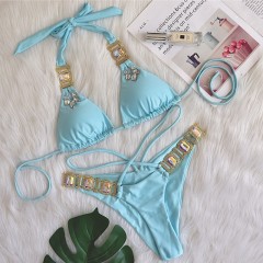 Sexy diamond Bikini solid color beachwear Padded Swimwear图4