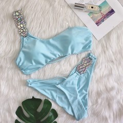 customized swimwear crystal diamond bikini beachwear图3